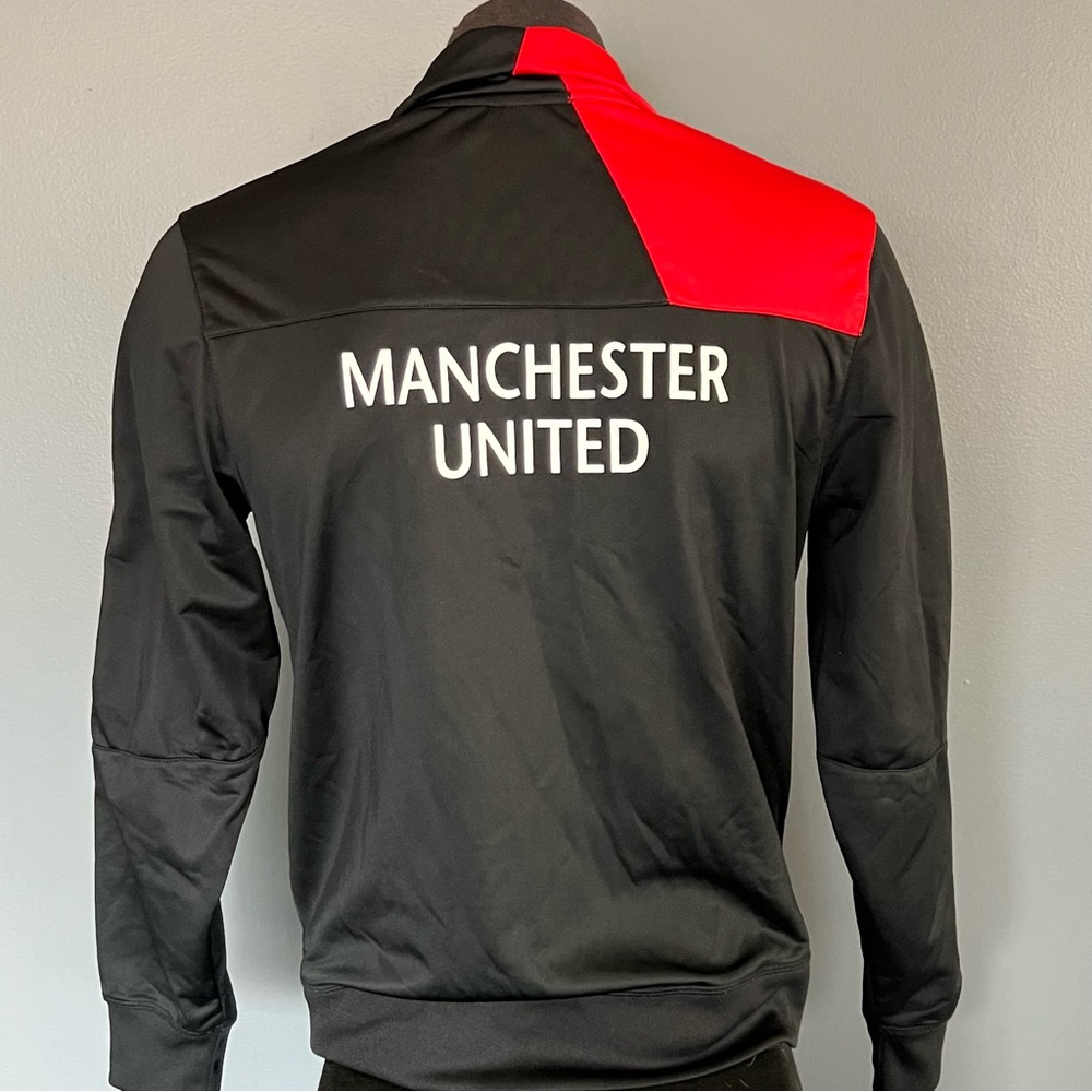 Manchester United Men's Warm Up Jacket Full Zip Soccer Football Black Red Small - Picture 5 of 7